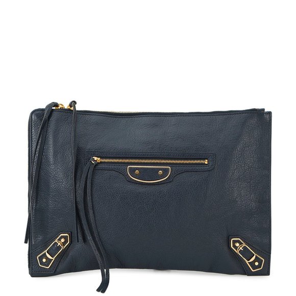 Balenciaga Clutch Bag with Metal Edges in Goatskin, 390186, Black - Picture 1 of 10